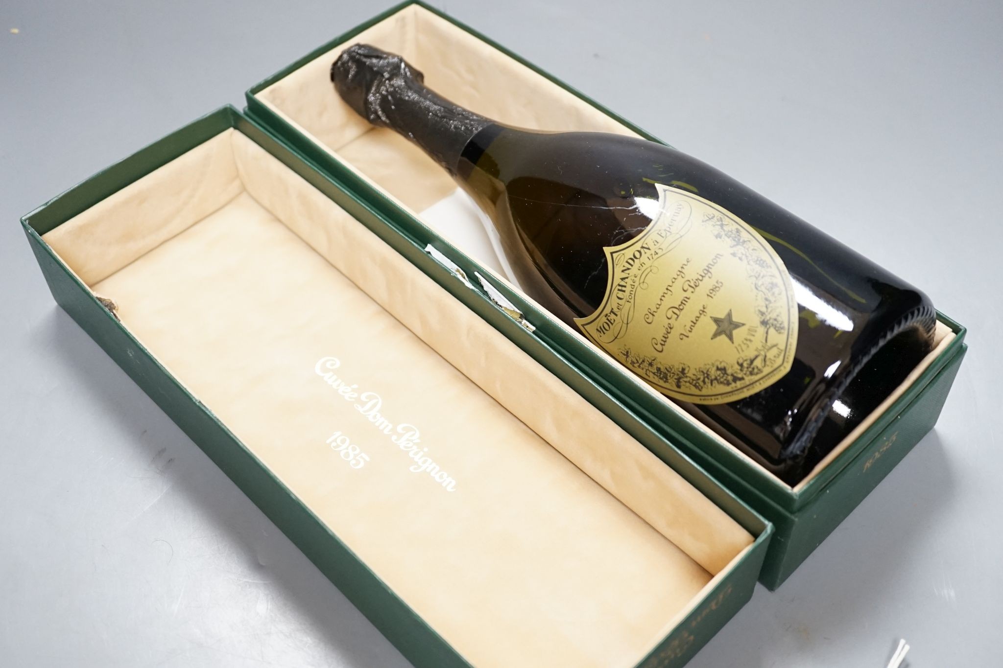 A single cased bottle of Dom Perignon, 1985